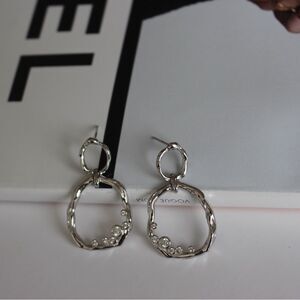 Sterling silver abstract earrings, cubic zirconia drop earrings